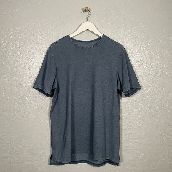 Lululemon Men M Blue Chambray Commission Short Sleeve T-Shirt Crew Neck Stretch - Picture 1 of 8